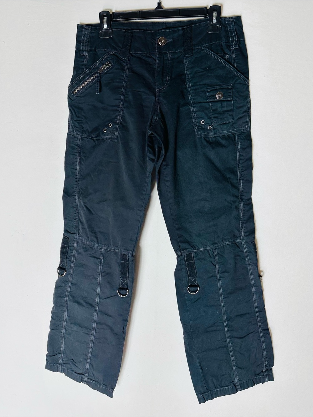 Vintage Y2K Illegal Jeans Black Multi Pocket Low Rise Cargo Pants 7 Streetwear